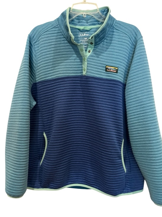 L.L. Bean Sweaters - L.L. Bean ribbed 1/4 Snap Pullover in Teal & Navy Plus Size 2X